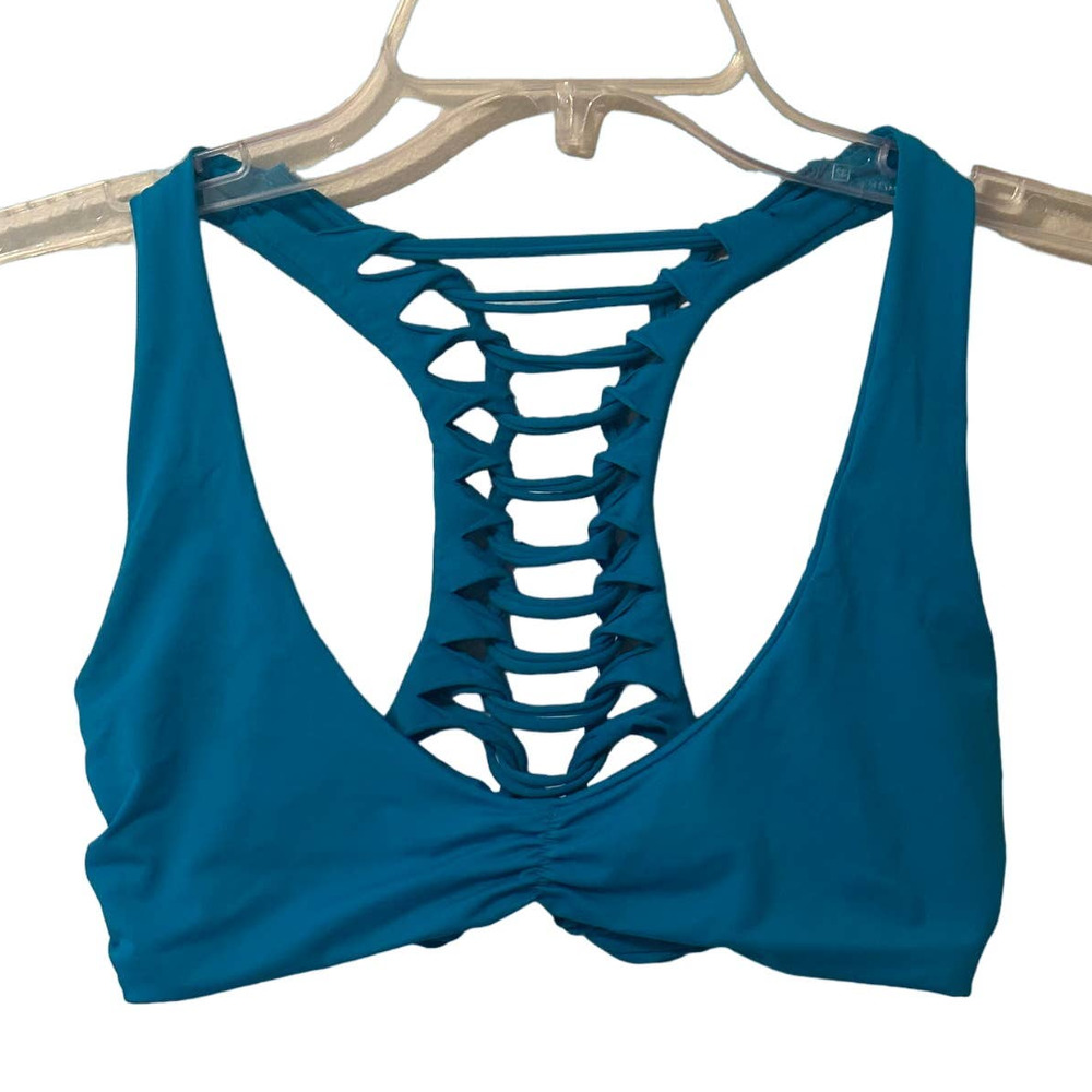Tinibikini Swimwear Teal Blue Bathing Suit Bikini Top Size Medium